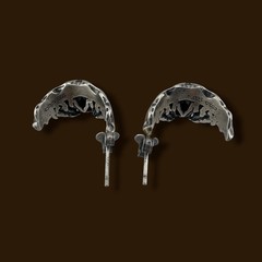 Vintage Sterling Silver Brutalist Fang Stud Earrings 17.7mm 7.1g