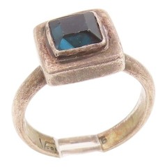925 Sterling Silver Vintage Ring VERSANI London Blue Topaz Band Sz 6.5 RG35723