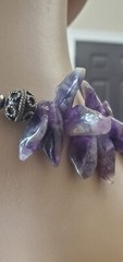 Amethyst Raw Long Necklace Cluster 925 Sterling Silver Clasp $355