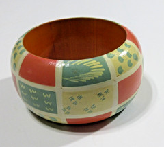 VTG & UP LOT 7 BRACELET BANGLE some CHUNKY WOOD red black brown silver gold tone