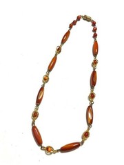 Red Agate Necklace Gold Tone 41cm Elegant Vintage Style Beautiful Conditi
