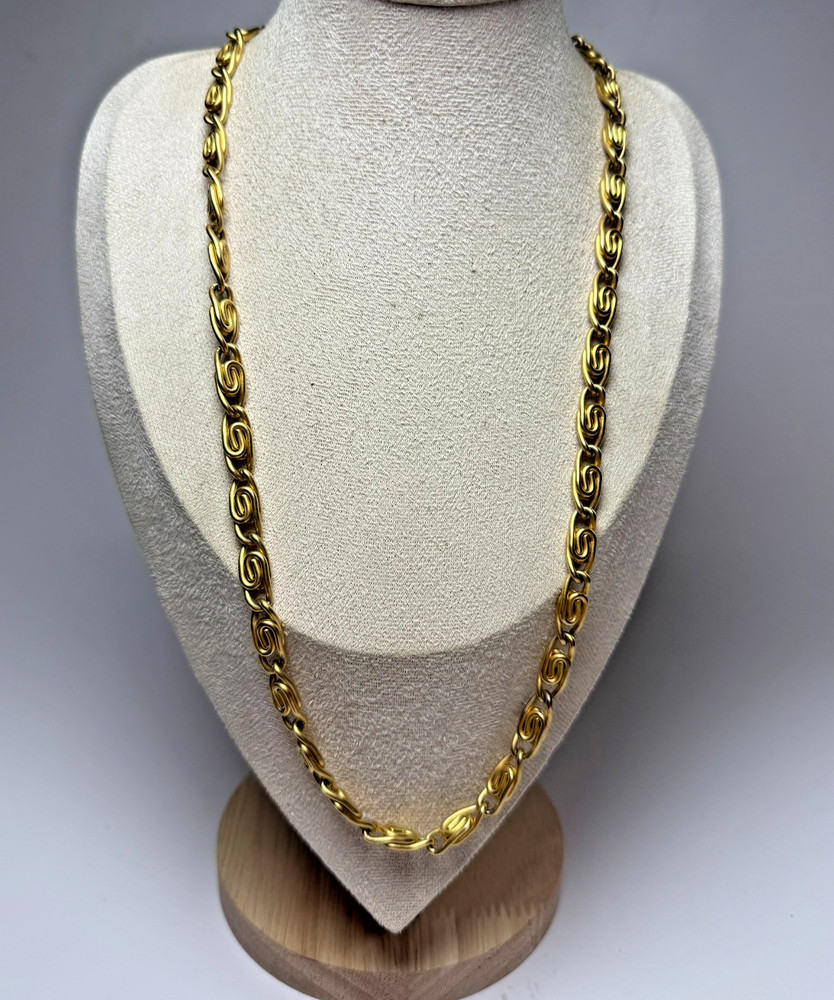 Vintage 1980s 1990s Givenchy 30″ Byzantine Chain Link Gold Tone Necklace Heavy