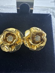 GOLD TONED AUSTRAIN CRYSTAL EARINGS – APPEARS NEW IN CASE