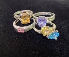 Vintage Sterling Silver Ring Lot of 4 Signed SS, RSC GEMS & Sz. Varies C11