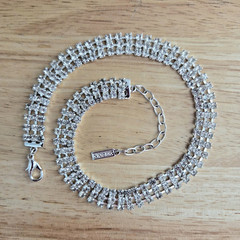 Napier Rhinestone Choker Necklace Silver Tone 13″