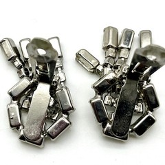 Vintage Tassel Earrings Art Deco Revival Baguette Rhinestone Clip Ons 1.5″