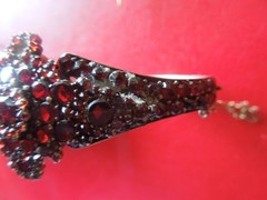 J7294 ANTIQUE BOHEMIAN TOMBAK GARNET CUFF BRACELET SEE DESCRIPTION