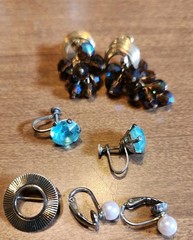 Vintage Jewelry Lot – Rhinestones – Sarah Cov Earrings NOS – Aurora Borealis