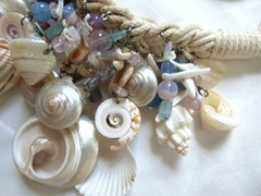 Statement Seashell Large Bib Necklace Woven Cord Unique Dangling Shells BOHO