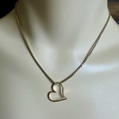Vintage Pendant Necklace 15 Inch Open Heart 1/20 12k GF Gold Filled Box Chain