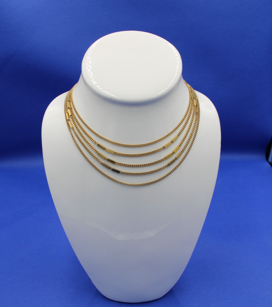 Monet 5 Strand Gold Tone Necklace 15″-17″