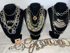 30 PC 90s Y2K Modernist Statement Jewelry Lot Mixed Metal Gold Silver Tone Chic