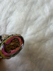 Vtg Cameo Ring Adjustable Purple Green Watermelon Rainbow Glass Intaglio