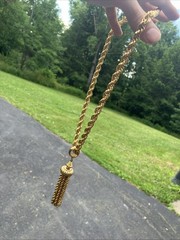 1960’S MONET GOLD-TONE ROPE CHAIN TASSEL ‘DAMITA’ NECKLACE BOOK PIECE 23″