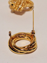 1 Vtg Christian Dior 1970s Knot Brooch & 1 Gold-Tone Intertwined Circle Brooch