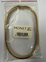 Monet Gold Tone Collar Necklace NWT Sealed Vintage 1990s 2000s Rigid Snake Chain