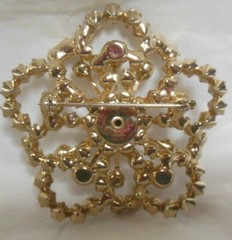 Vintage Faceted Prong-set Purple Rhinestone & AB Brooch 2.25″ Diameter