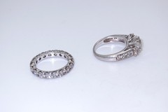 Epiphany Sterling & CZ Ring Set w/Eternity Band & 3 Stone Ring – Sz 6