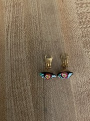 Stunning vintage Italy murano Millefiori art glass clip earrings