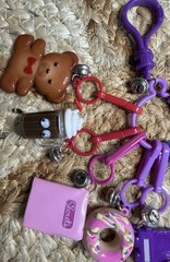 Vtg 80s Nostalgia Plastic Bell Charm Necklace Lot Cassette, Bubbles, Abacus EUC