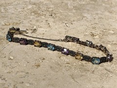 ✨💐🛍️Vintage 925 STERLING SILVER COLORFUL Multi GEMSTONE 💎 MARCASITE Bracelet✨