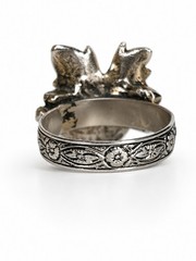 Vintage Adjustable Flower Cocktail Ring Red Silver Tone Statement Size 7.5-9.5