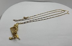 Vtg. Kirk’s Folly Angel Harp Necklace, Crystals, Rhinestones & Beautiful Chain
