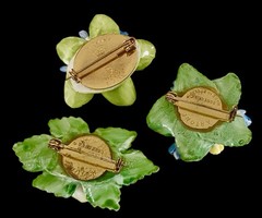 English Bone China Flower Brooch Lot~2 Artone~1 Crown Staffordshire 1950s