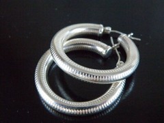 Vintage Sterling Silver 925 Tube Hoop Leverback Earrings