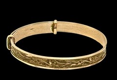 Antique Edwardian 10k GF Small/Child Adjustable Buckle Floral Engraved Bracelet
