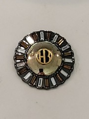 Henri Bendel New York Art Deco Brooch Radiating Baguette Crystals Hematite Vtg