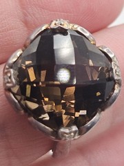 Vintage Sterling Silver Smoky Quartz Crystal Ring Size 7