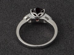 925 Sterling Silver Red Garnet Oval Cut Gemstone Art Deco Women Ring Duty Free
