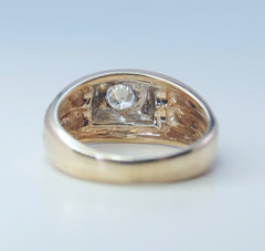 Vintage Art Deco 14k Multicolor Gold Man’s Solitaire .31ct Diamond Ring Size 7+