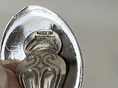 Vtg Black Inset Silver Angelfish Oblong Clip On Earring Made in Western Germany