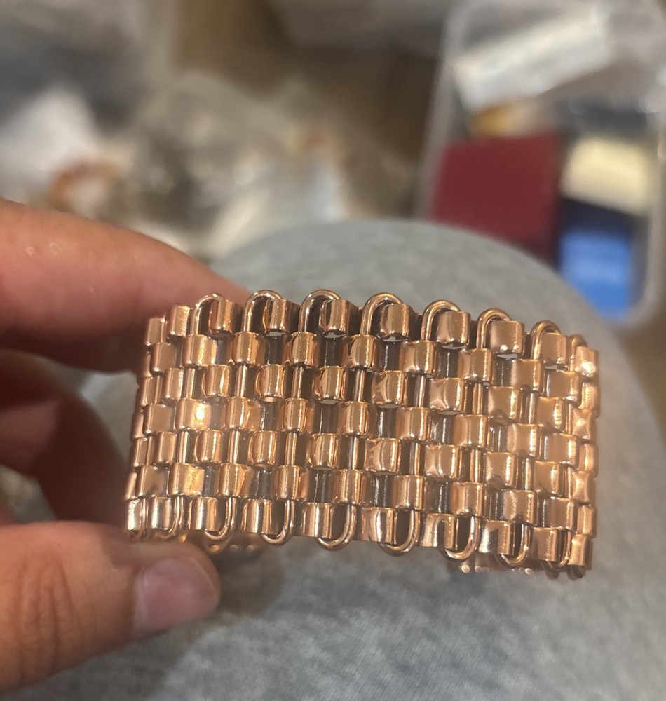 VTG RENOIR Copper Modernist Basket Weeve Bracelet Signed Mid Century 1950s MCM