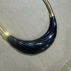 Vintage MONET 1980s Black Molded Lucite Swirl bib Deco Statement Runway Collar