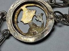 Vintage Egyptian Revival Silver Bracelet. Circular Panels Ornate Egyptian Motifs