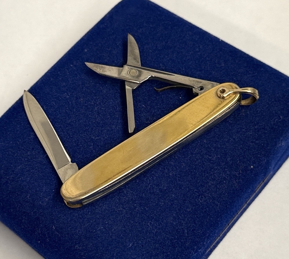22g! Clean Gold filled fob Knife Vtg Gf 2.75-6” Ornate Scissor Charm Victorian