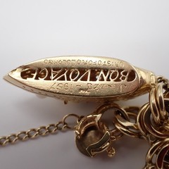 Estate Solid 14K Gold Heavy 74.85g Charm Bracelet Vtg Travel Globe w/Gemstones