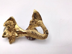 Vintage GG Harris Fine Pewter Mermaid Pins Lot of 2 Gold Plated Hand Painted