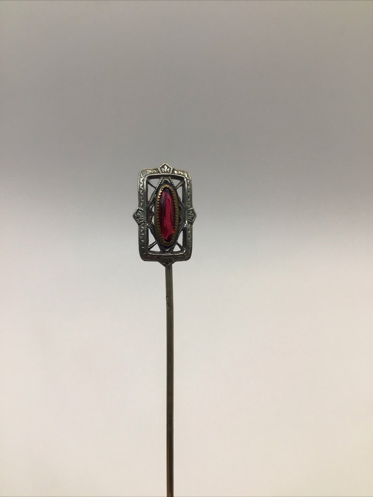 Antique Art Deco Stick Pin Red Stone 2.5”