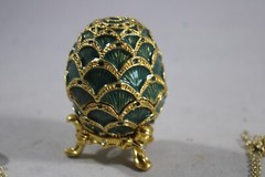 Vintage STAUER Egg Trinket Box with Matching Pendant Necklace