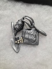 Vtg AJC pewter faux pearls Gardening Supply Seeds Pin