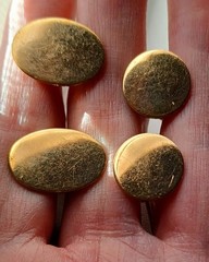 Vintage Yellow Gold-Filled Bullet Back Cufflinks Lot of 2 Oval & Round