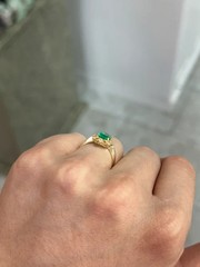 3.50 Ct Natural Emerald Art Deco Vintage Engagement Ring 14K Yellow Gold FN