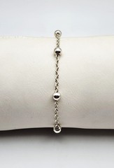 Jacmel Italy 925 Vintage Sterling Silver 5mm Station Beaded Chain Bracelet 8″
