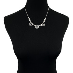 SORRENTO sterling silver necklace – vintage hematite stone filigree heart 18.25″