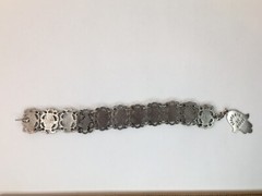 Vtg Souvenir du Maroc Moroccan Bracelet Poured Teal Enamel Hamsa Hand Charm