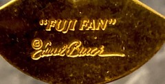 Laurel Burch Vintage 80s “Fuji Fan” Enamel White/Gold Tone Stud Earrings 1”